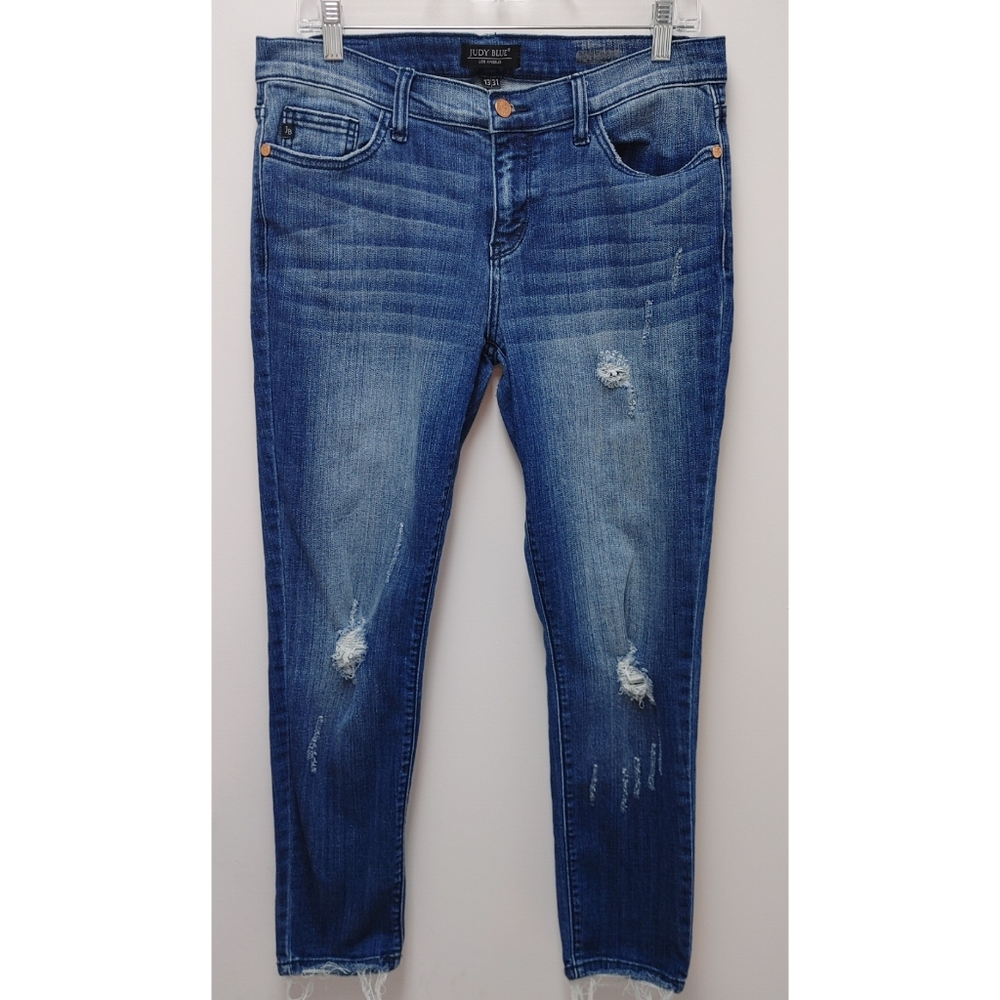 Judy Blue Distressed Mid Rise Skinny Jeans Size 31